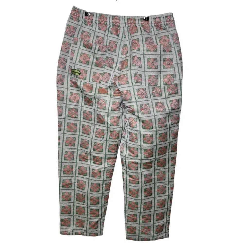 Pleasures Slippy Easy Pants Men XL Cream Floral Tapestry Pull On Hype Streetwear